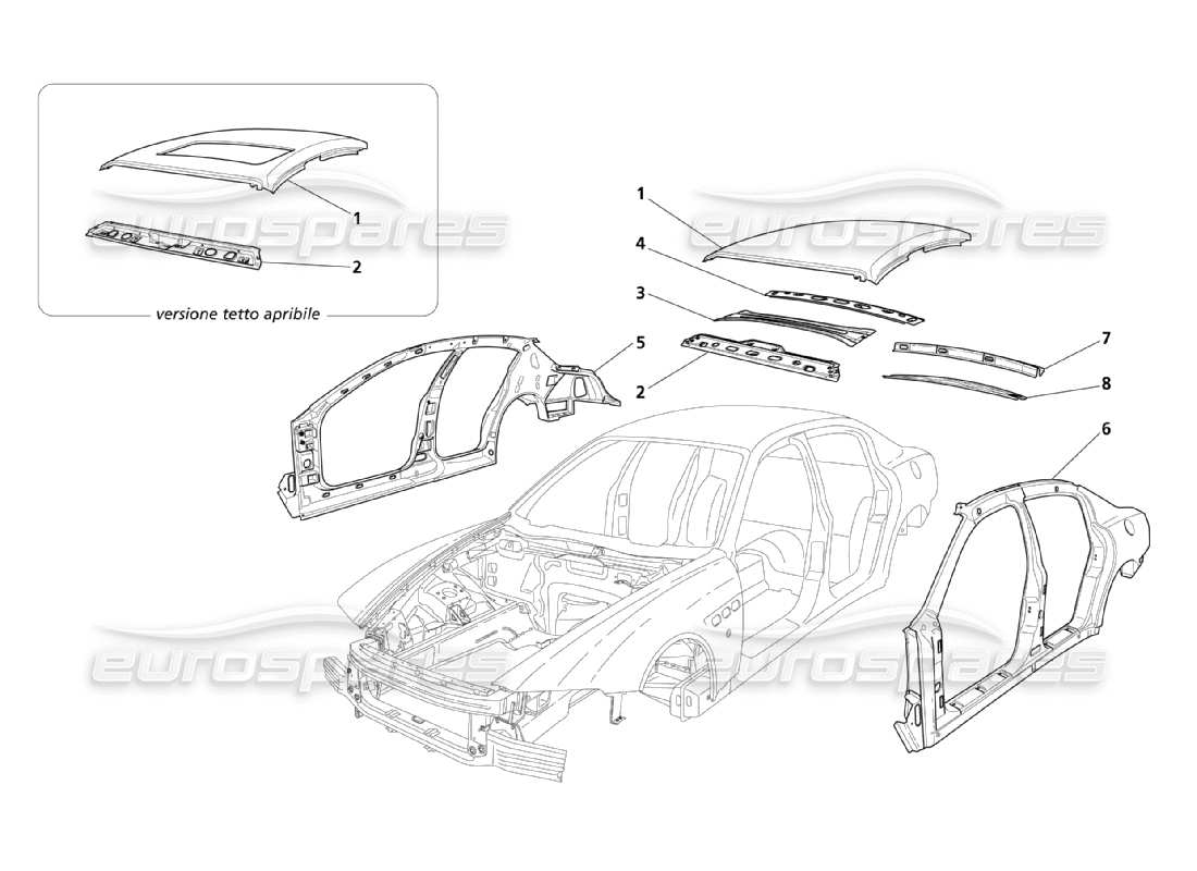 Maserati QTP. (2003) 4.2 Central Outer Structures And Body Part Diagram