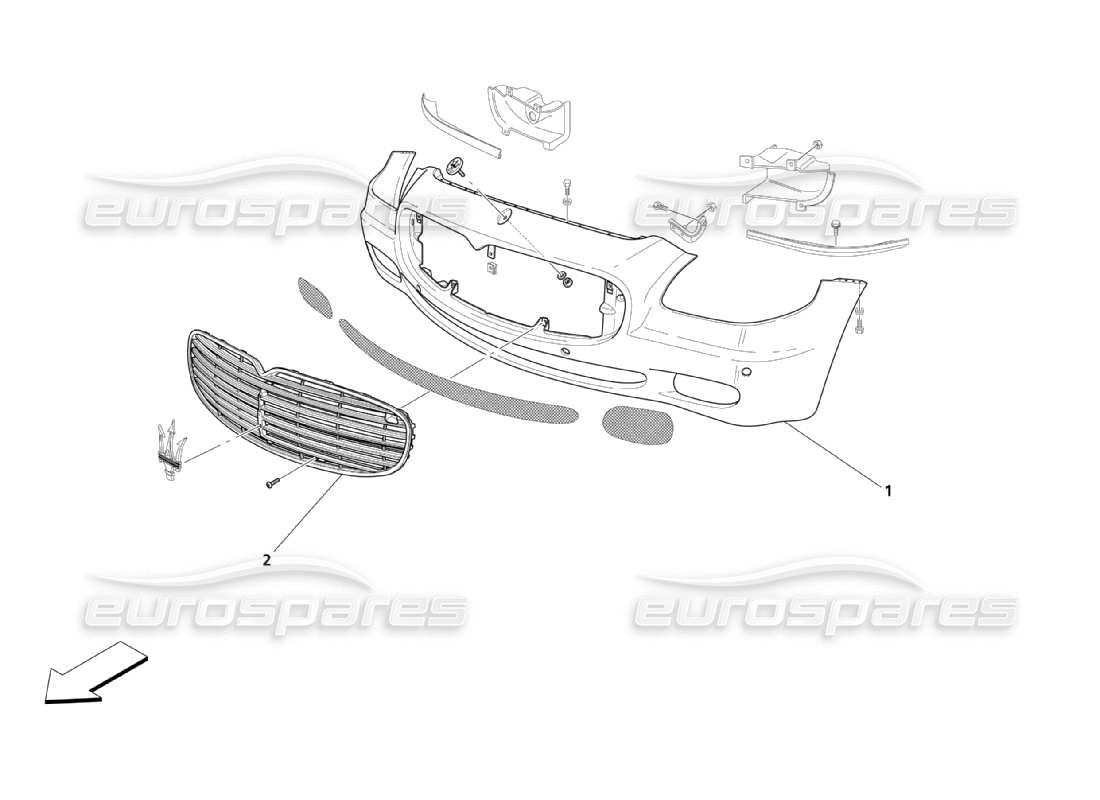 Maserati QTP. (2003) 4.2 FRONT BUMPER Part Diagram