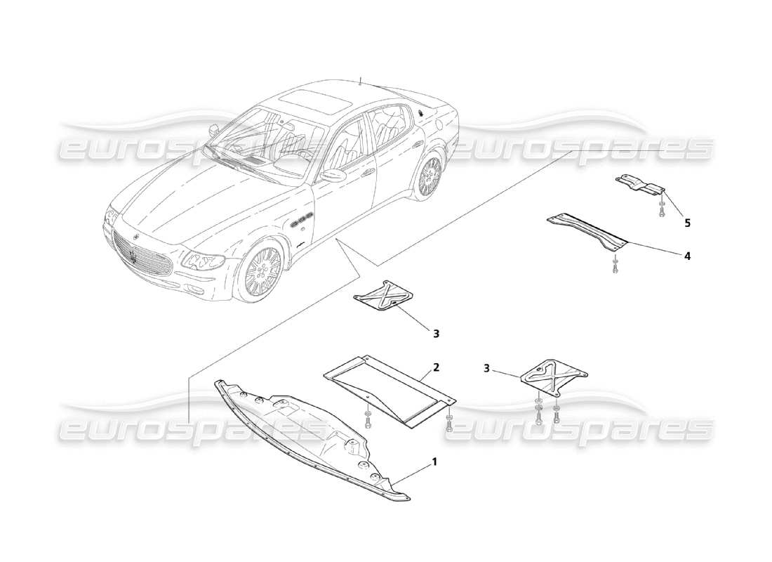 Maserati QTP. (2003) 4.2 Flat Floor And Underbody Shields Part Diagram