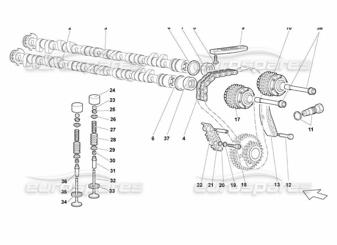 Lamborghini Murcielago LP670 Lh Head Timing System Part Diagram