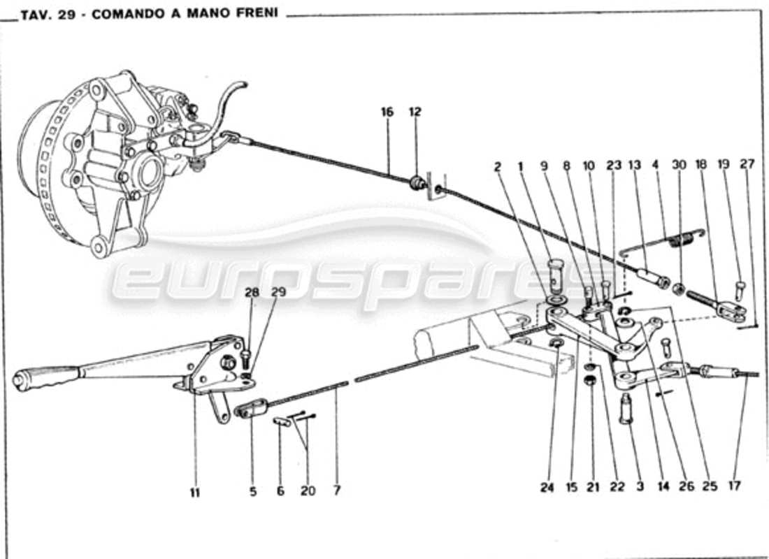 Ferrari 246 GT Series 1 Handbrake Control Parts Diagram