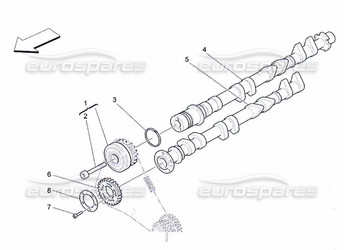 Maserati QTP. (2010) 4.2 rh cylinder head camshafts Parts Diagram