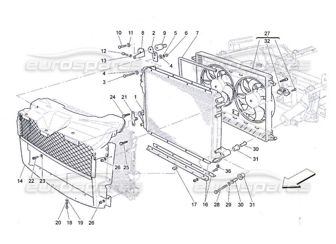Maserati QTP. (2010) 4.2 cooling: air radiators and ducts Part Diagram