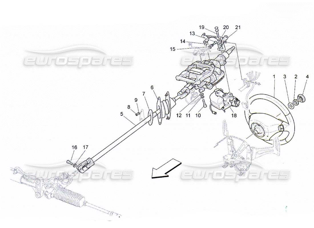 Maserati QTP. (2010) 4.2 steering column and steering wheel unit Parts Diagram