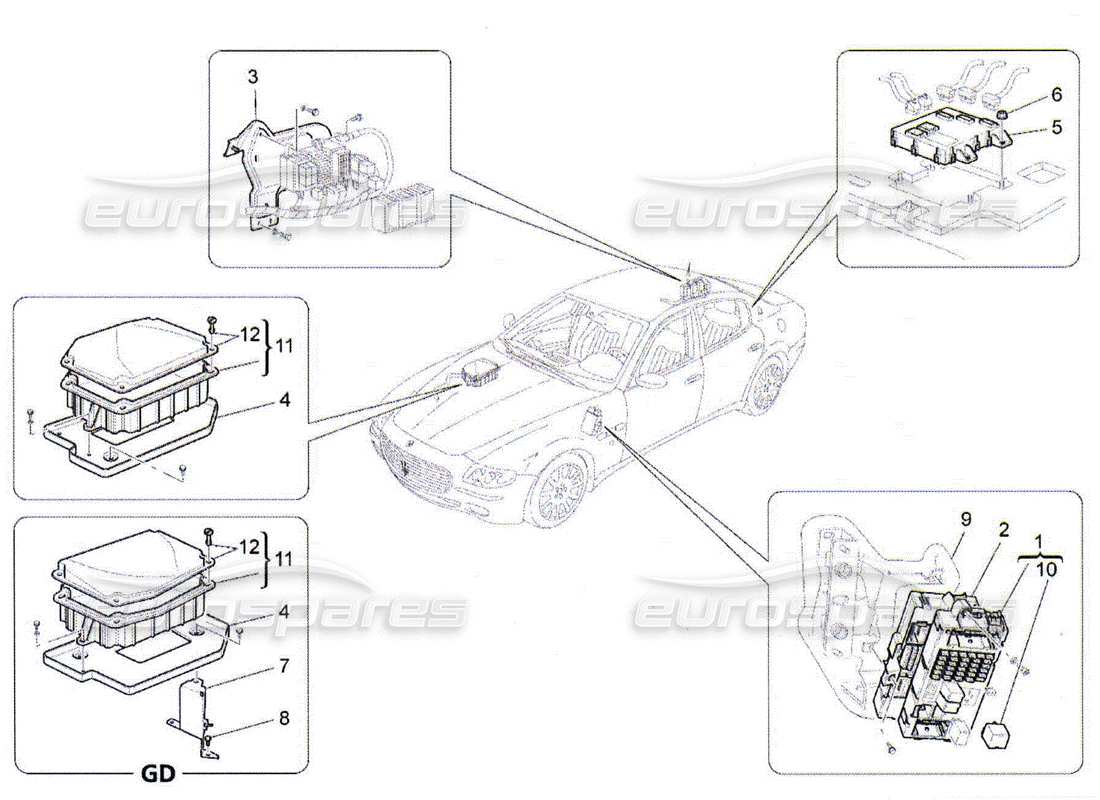 Maserati QTP. (2010) 4.2 relays, fuses and boxes Part Diagram