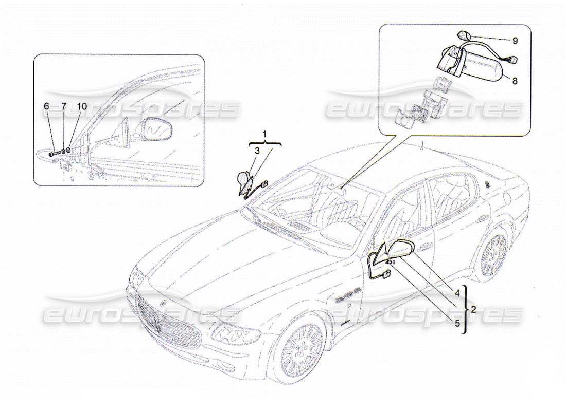 Maserati QTP. (2010) 4.2 internal and external rear-view mirrors Part Diagram