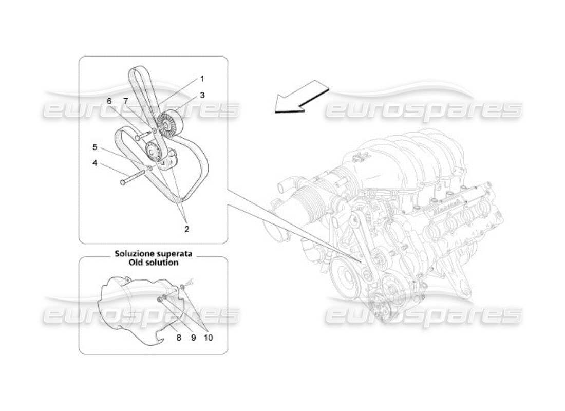 Maserati QTP. (2005) 4.2 auxiliary device belts Parts Diagram
