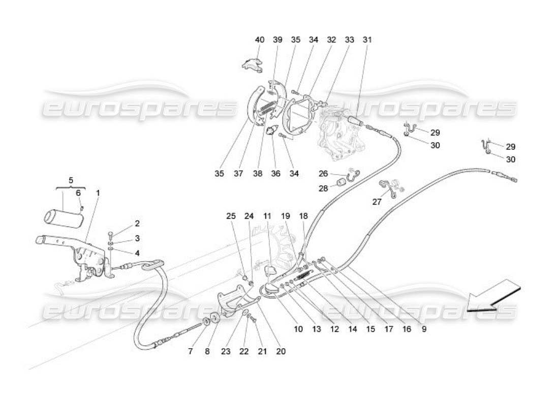 Maserati QTP. (2005) 4.2 Handbrake Parts Diagram