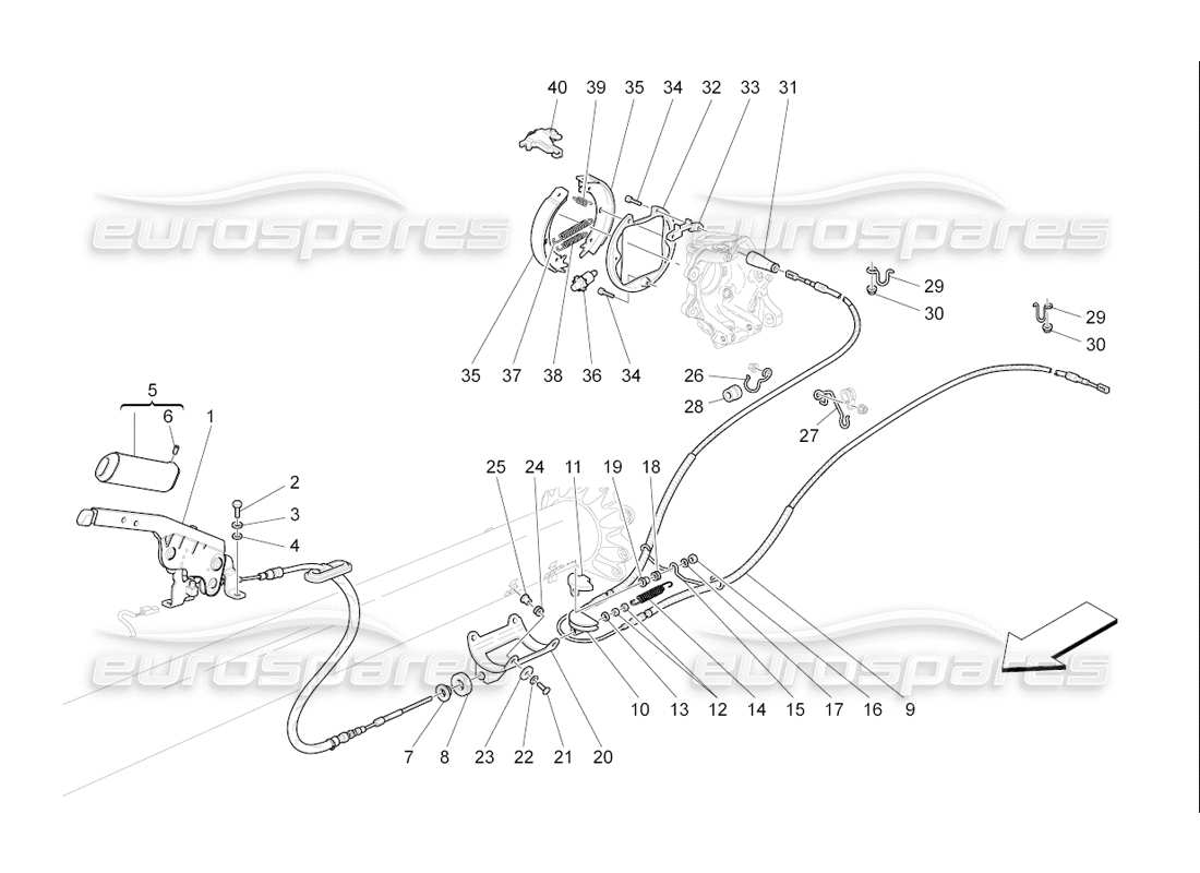 Maserati QTP. (2006) 4.2 F1 Handbrake Parts Diagram