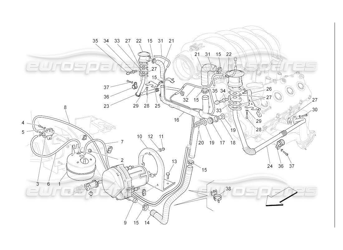 Maserati QTP. (2007) 4.2 auto additional air system Part Diagram