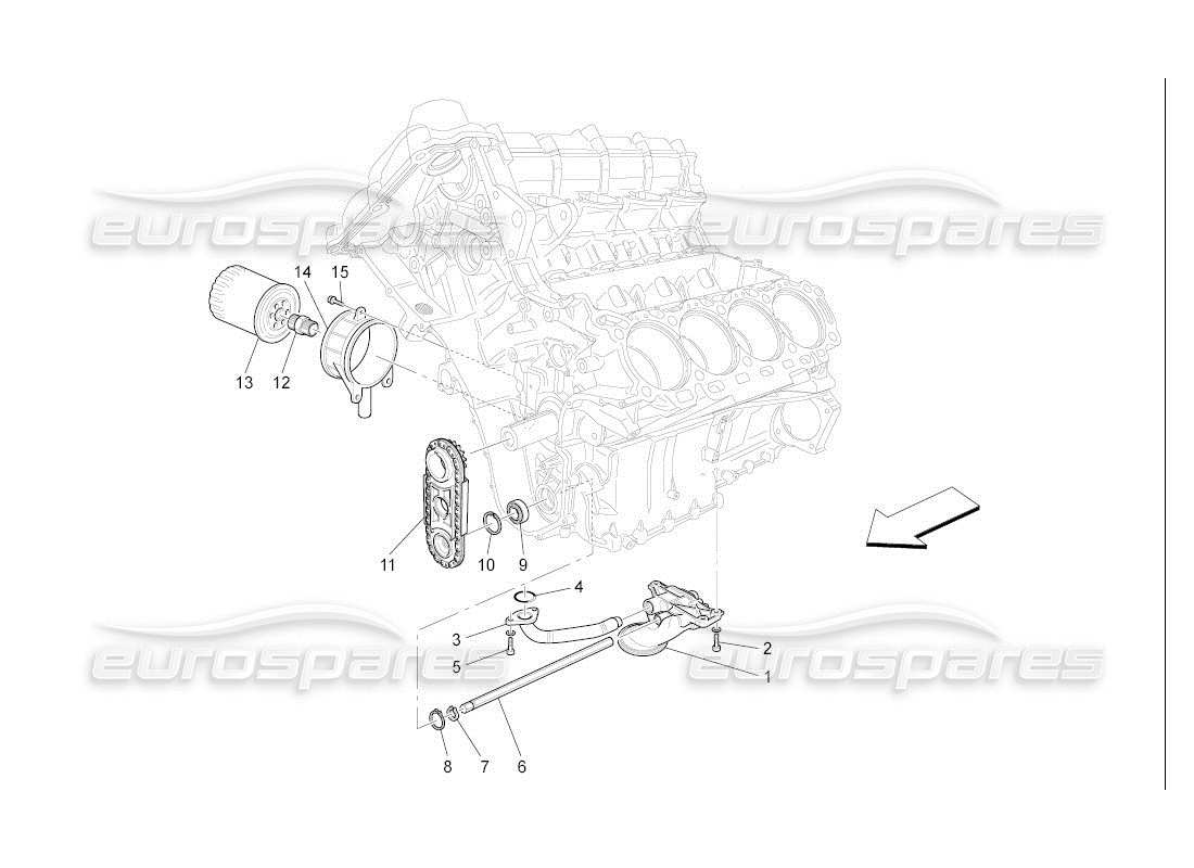 Maserati QTP. (2007) 4.2 auto lubrication system: pump and filter Part Diagram