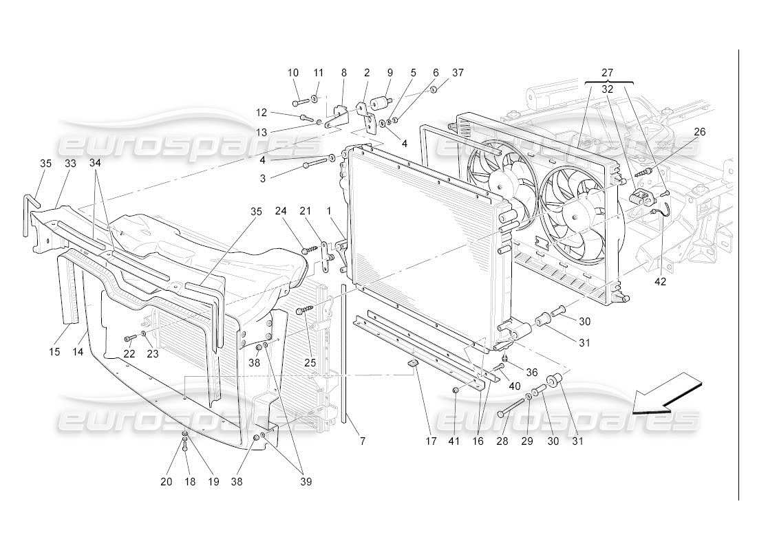 Maserati QTP. (2007) 4.2 auto cooling: air radiators and ducts Part Diagram