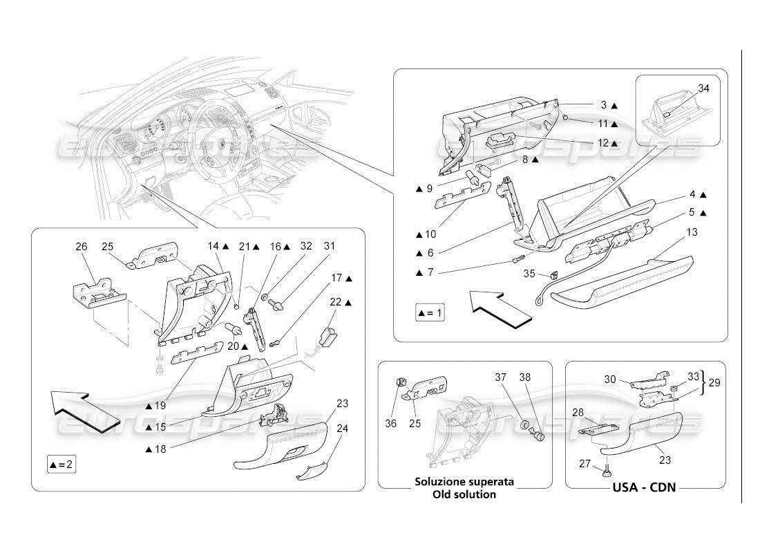 Maserati QTP. (2007) 4.2 auto glove compartments Part Diagram