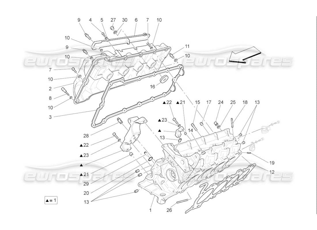 Maserati QTP. (2007) 4.2 F1 RH cylinder head Parts Diagram
