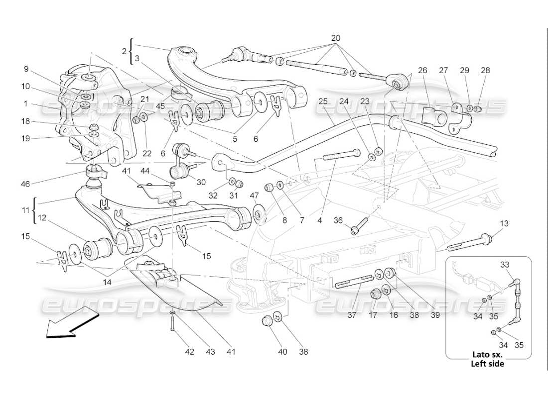 Maserati QTP. (2007) 4.2 F1 Rear Suspension Parts Diagram