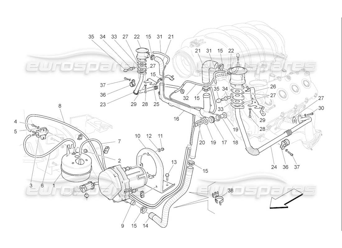 Maserati QTP. (2008) 4.2 auto additional air system Parts Diagram