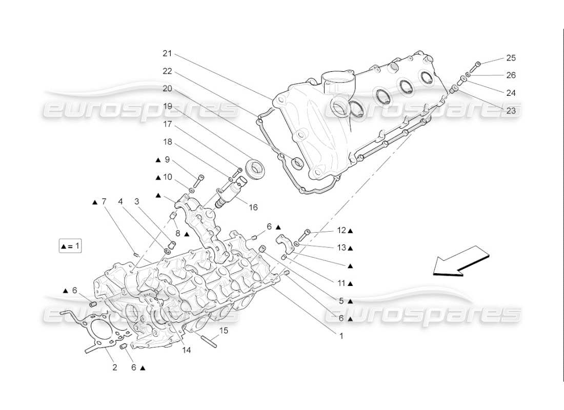 Maserati QTP. (2009) 4.2 auto LH cylinder head Part Diagram