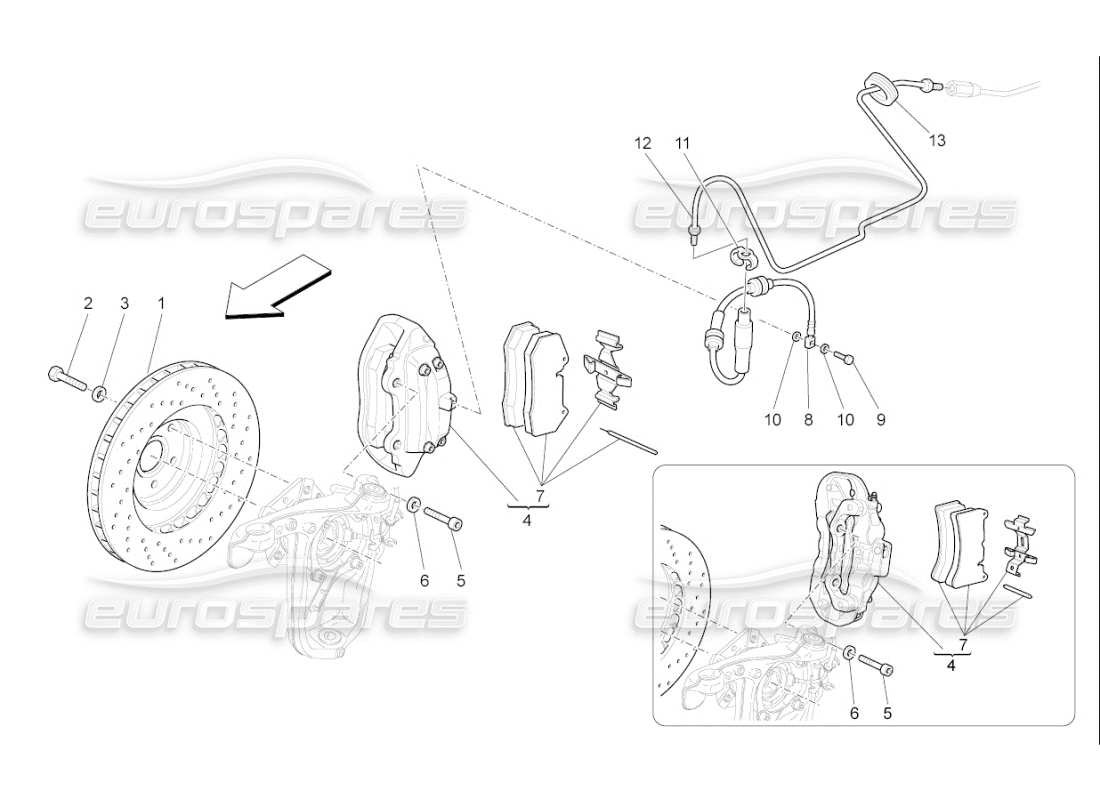 Maserati QTP. (2009) 4.2 auto braking devices on front wheels Part Diagram