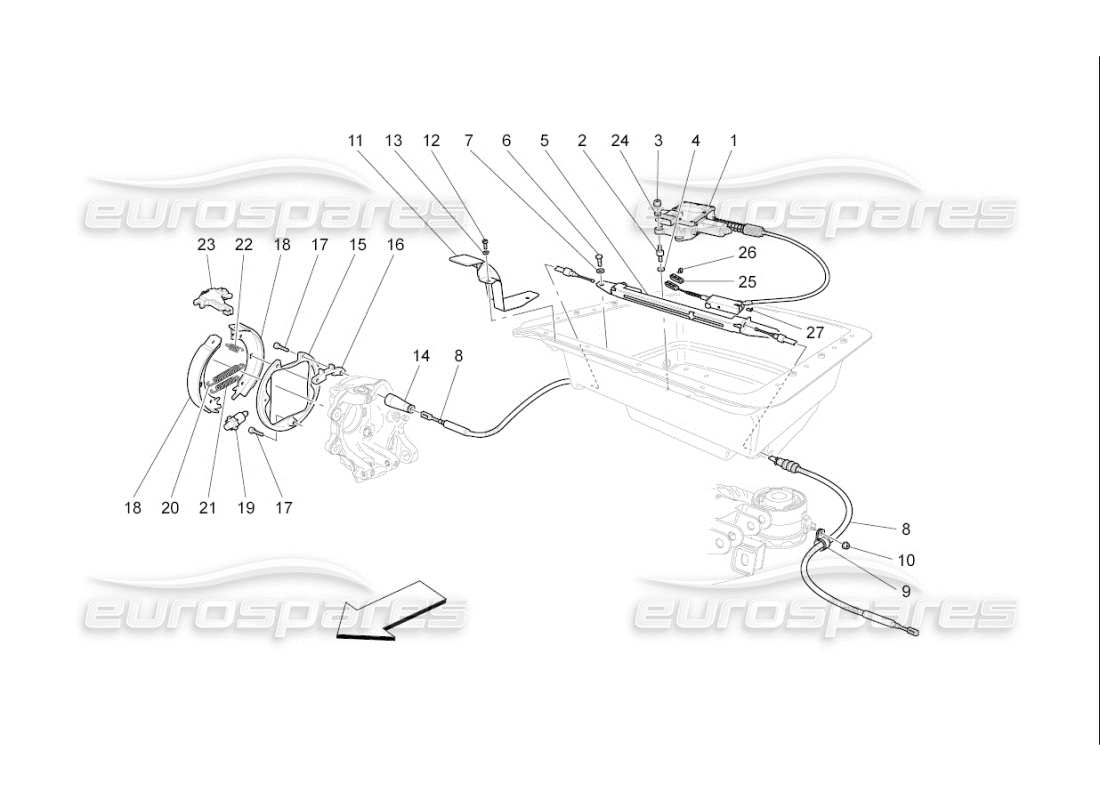 Maserati QTP. (2009) 4.2 auto Handbrake Part Diagram