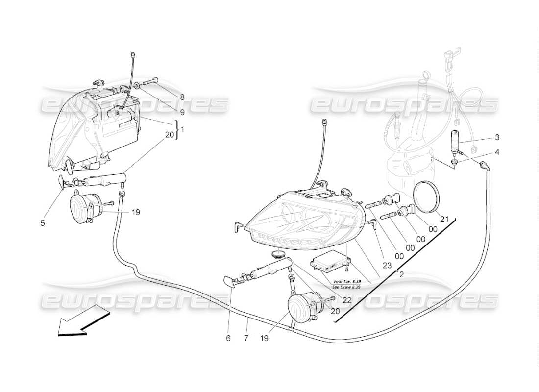 Maserati QTP. (2009) 4.2 auto headlight clusters Part Diagram