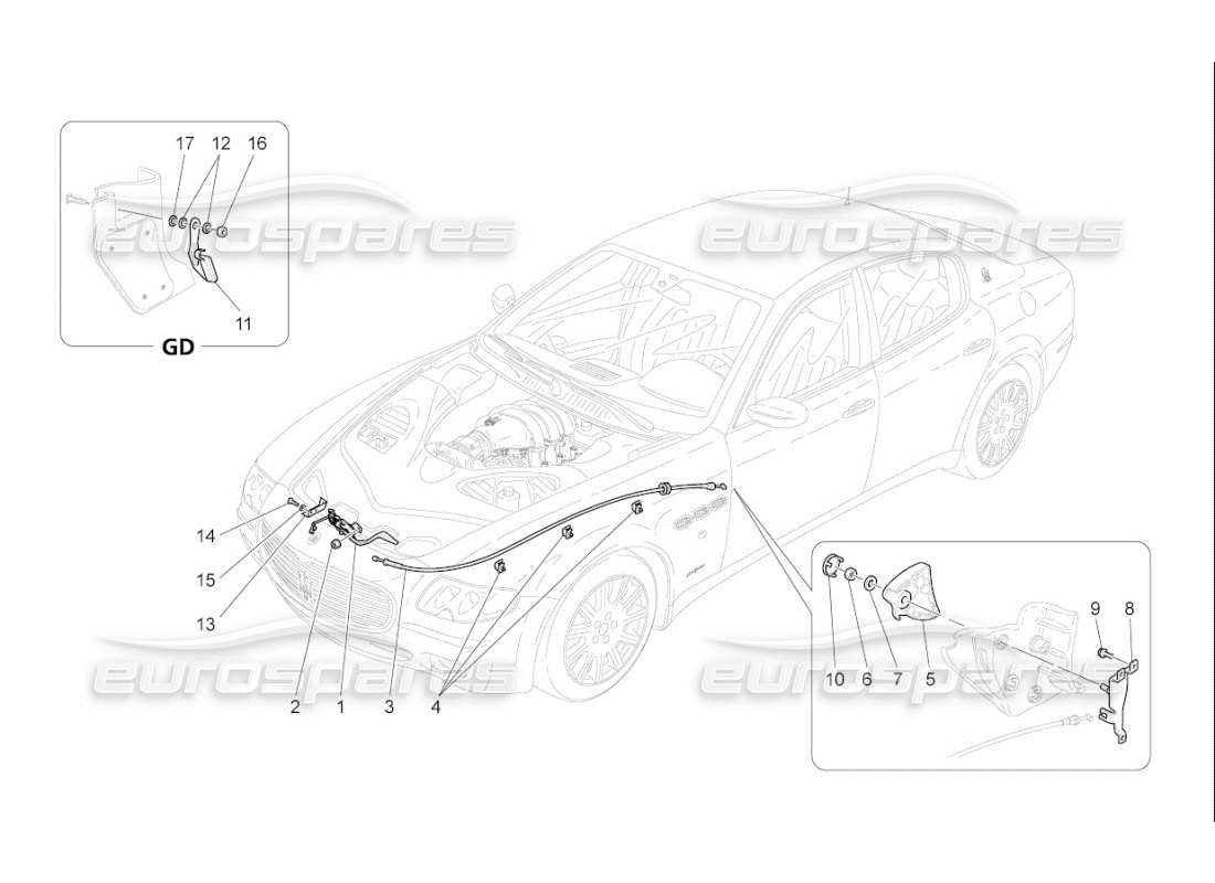 Maserati QTP. (2009) 4.2 auto FRONT LID OPENING BUTTON Part Diagram