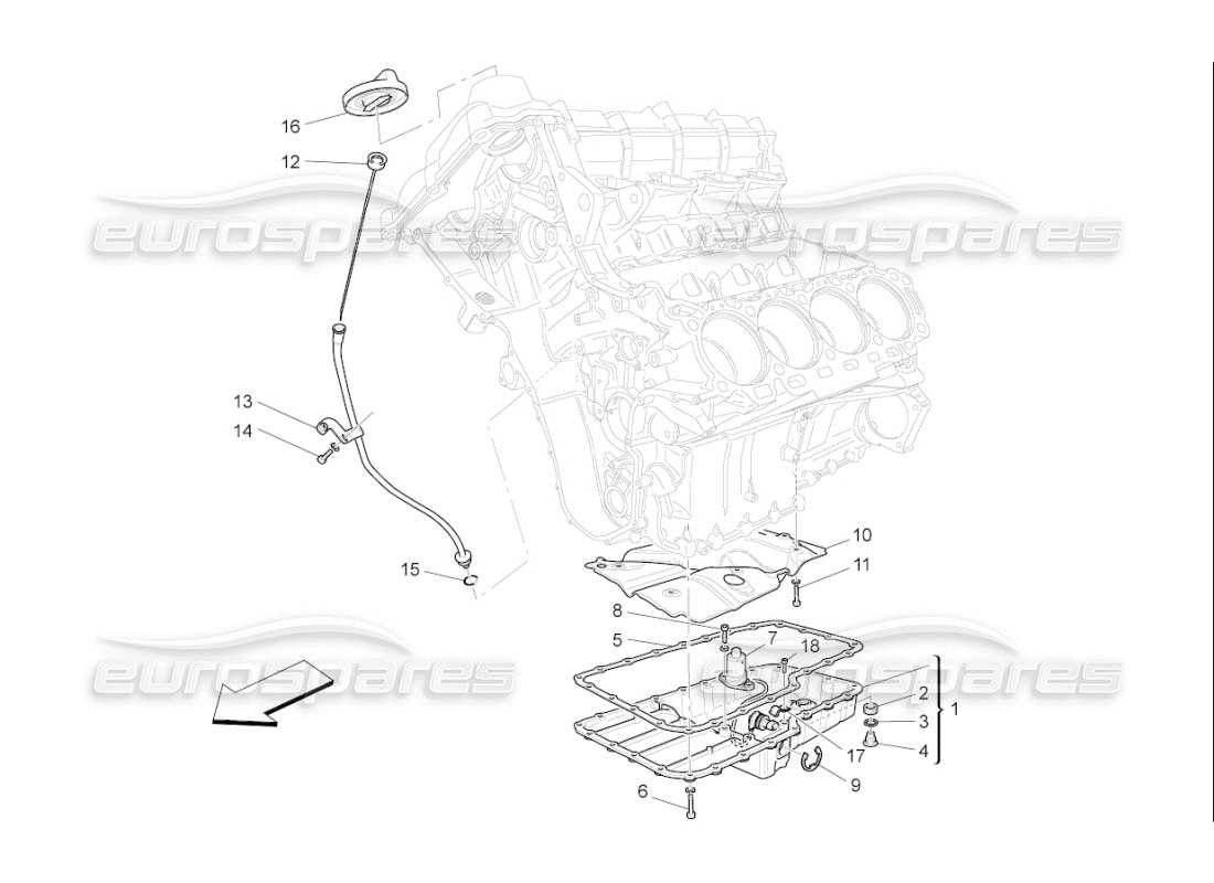 Maserati QTP. (2010) 4.7 auto lubrication system: circuit and collection Part Diagram