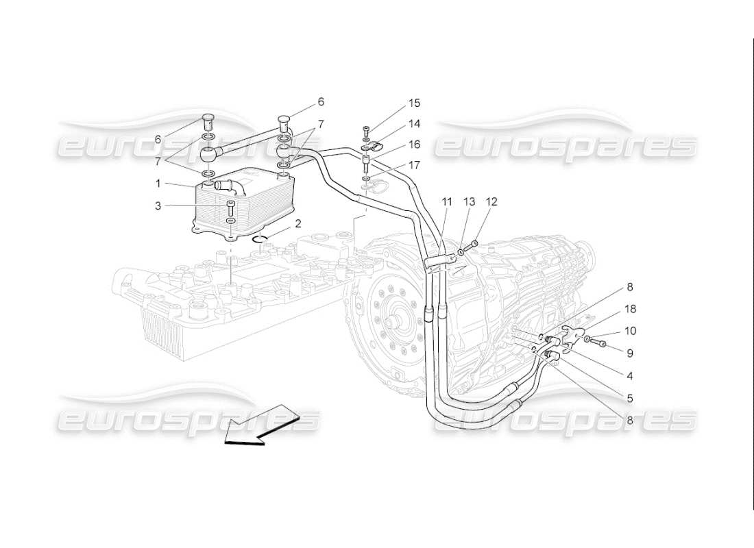 Maserati QTP. (2010) 4.7 auto lubrication and gearbox oil cooling Part Diagram