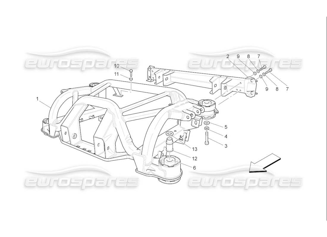 Maserati QTP. (2010) 4.7 auto rear chassis Part Diagram