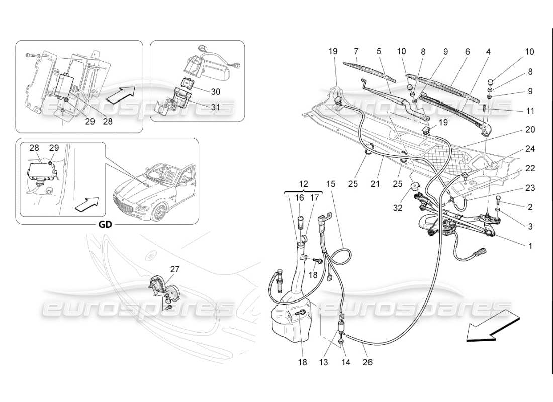 Maserati QTP. (2010) 4.7 auto external vehicle devices Part Diagram