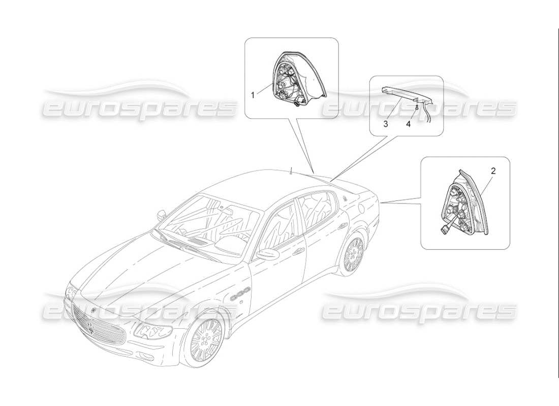 Maserati QTP. (2010) 4.7 auto TAILLIGHT CLUSTERS Part Diagram