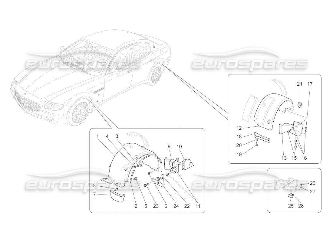 Maserati QTP. (2011) 4.2 auto WHEELHOUSE AND LIDS Parts Diagram