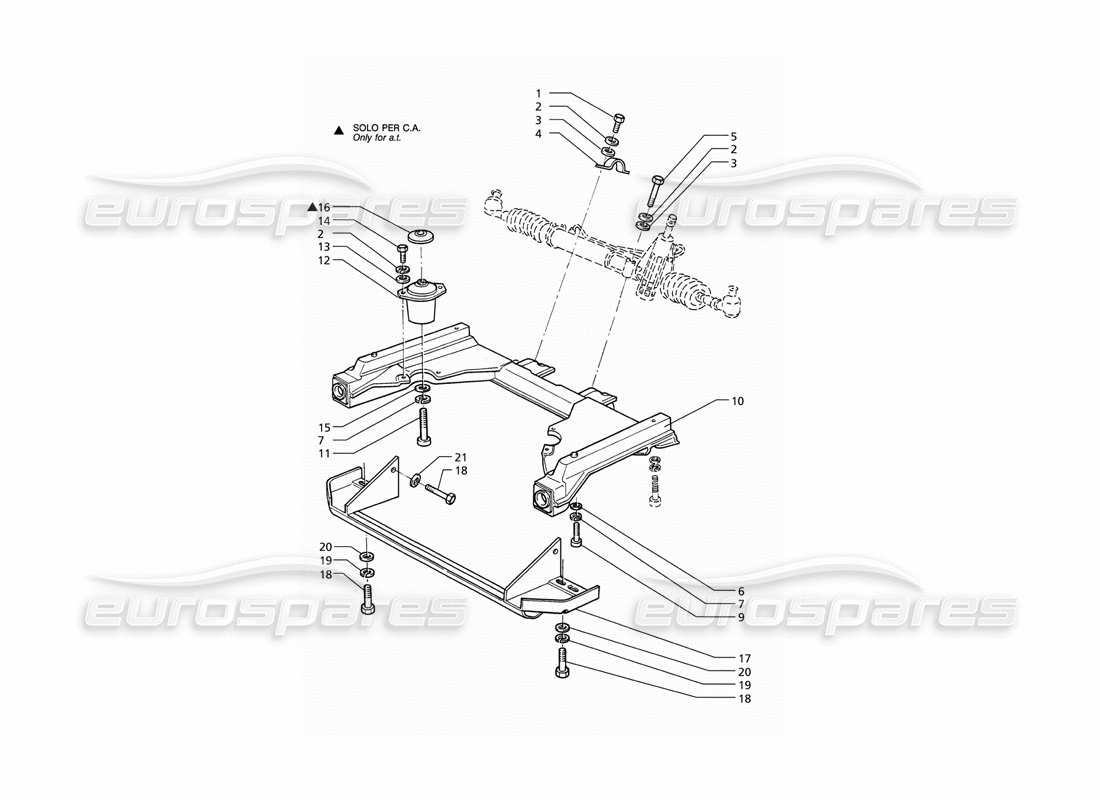 Maserati QTP V6 (1996) Steering Box Front Subframe Parts Diagram