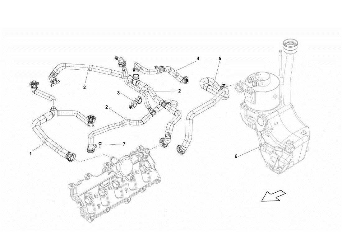 Lamborghini Gallardo LP570-4s Perform oil breather pipe Part Diagram