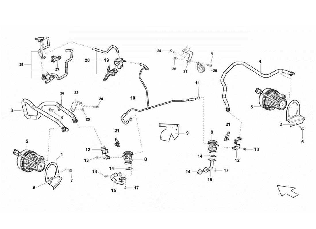 Lamborghini Gallardo LP570-4s Perform secondary air system Parts Diagram