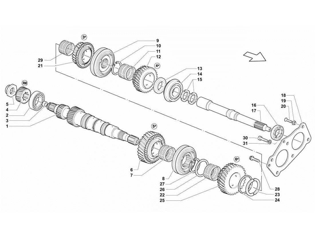 Lamborghini Gallardo LP570-4s Perform Main Shaft Parts Diagram