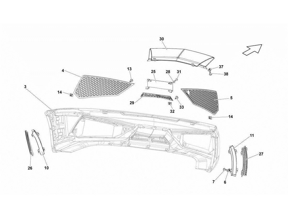 Lamborghini Gallardo LP570-4s Perform Grilles - Front Bumper Part Diagram
