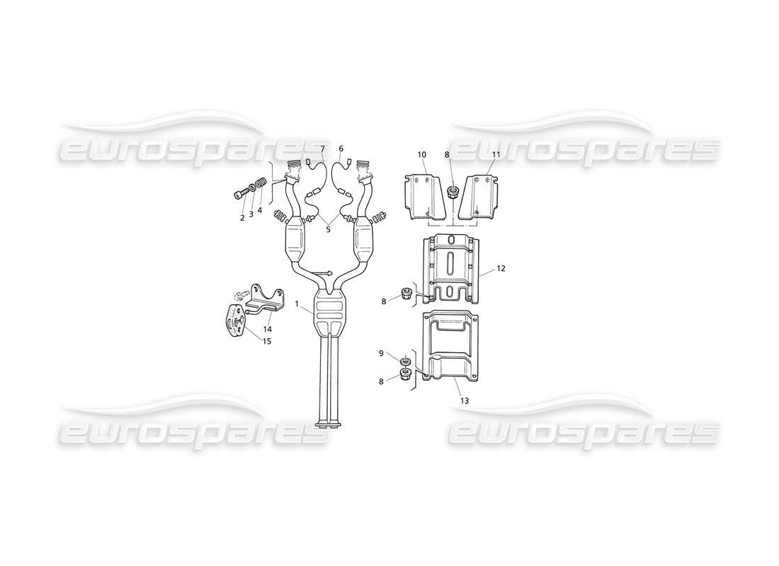 Maserati QTP V8 Evoluzione Front Exhaust System Parts Diagram