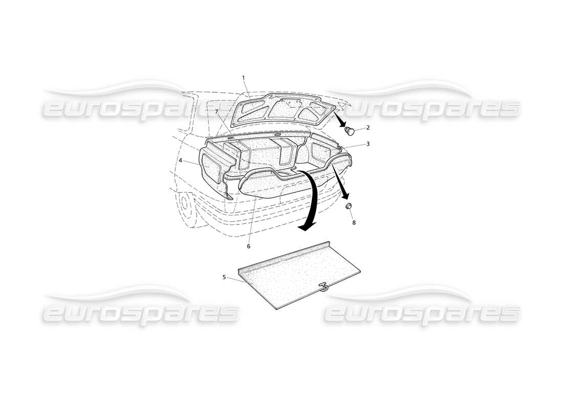 Maserati QTP V8 Evoluzione Boot: Carpets Parts Diagram
