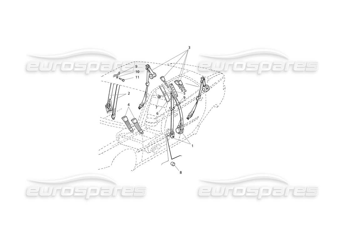 Maserati QTP V8 Evoluzione Seat Belts Parts Diagram