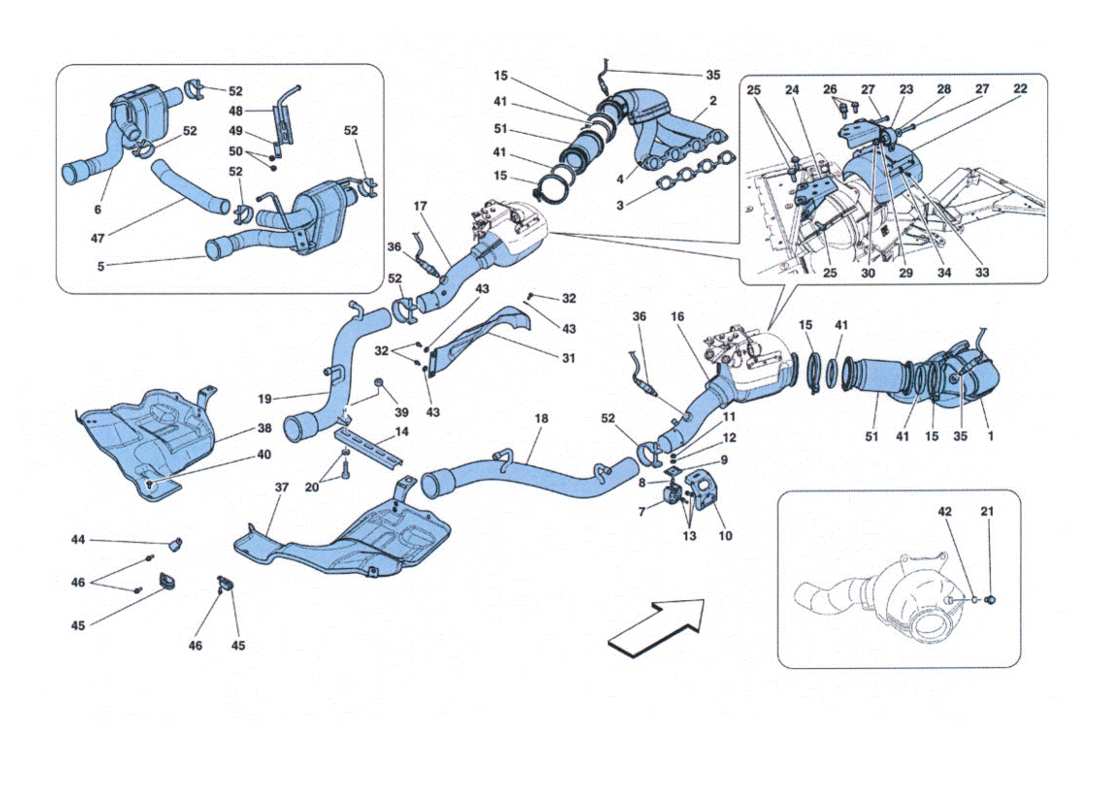 Ferrari 458 Challenge Exhaust system Parts Diagram
