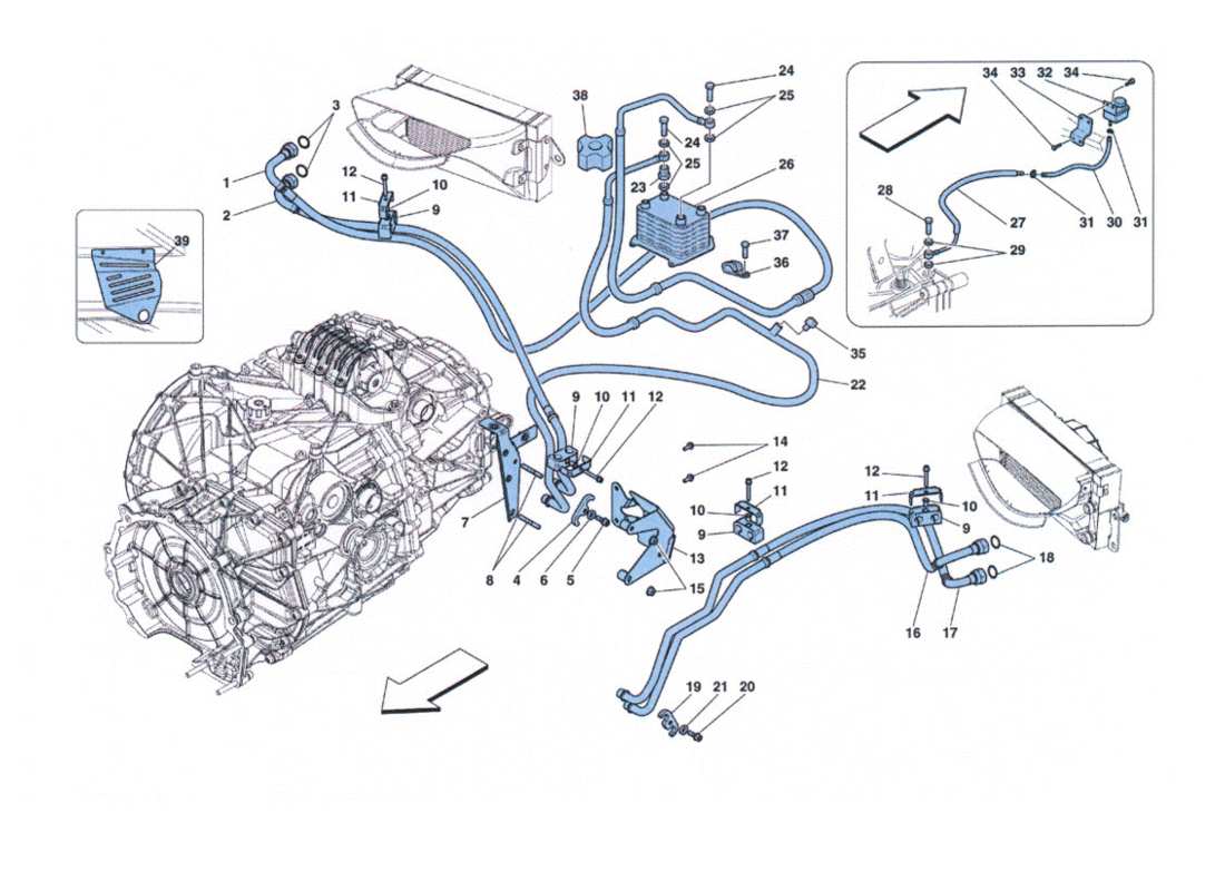 Ferrari 458 Challenge Gearbox Oil Lubrication and Cooling Parts Diagram
