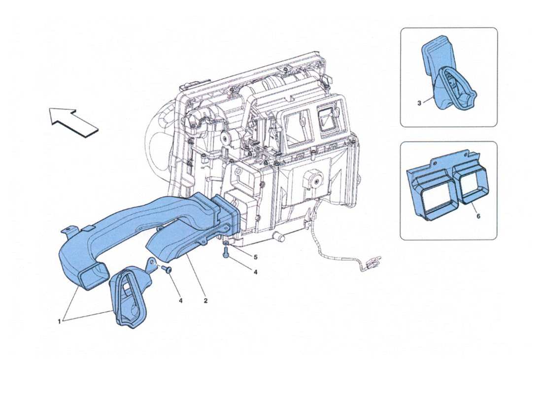 Ferrari 458 Challenge Dashboard Air Ducts Parts Diagram