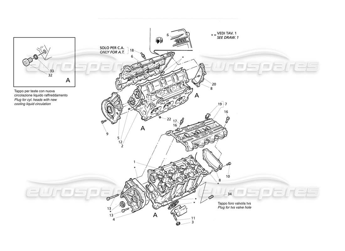 Maserati QTP V6 Evoluzione cylinders heads Part Diagram