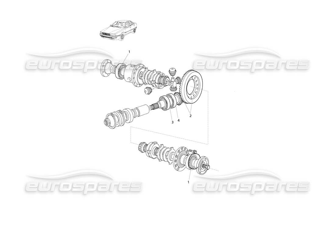 Maserati QTP V6 Evoluzione Differential Internal Parts Part Diagram