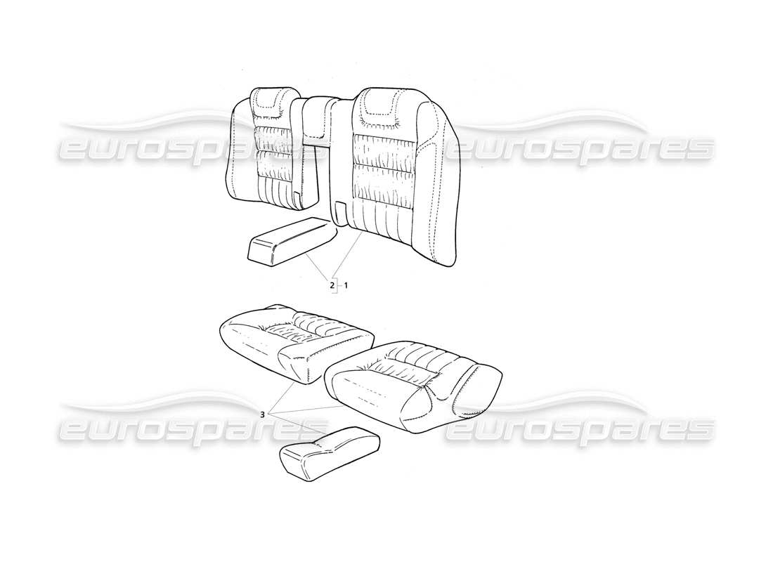 Maserati QTP V6 Evoluzione Rear Seat Upholstery Part Diagram