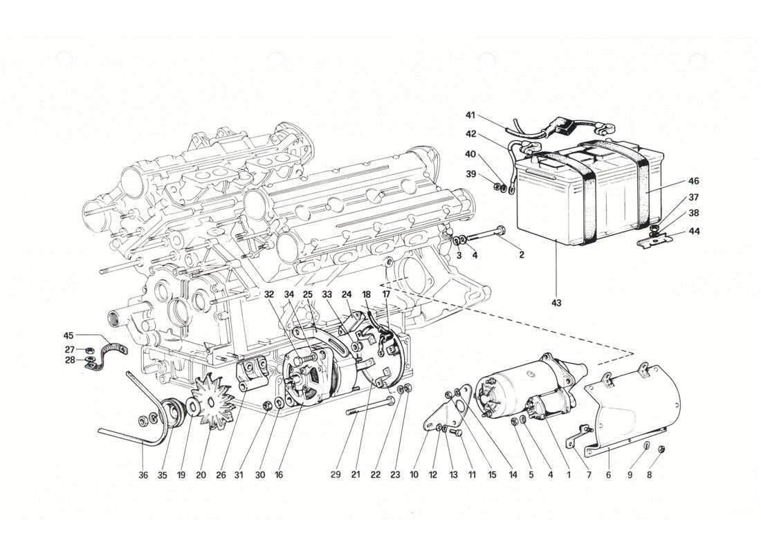 Ferrari 208 GTB GTS Electric Generating System Part Diagram