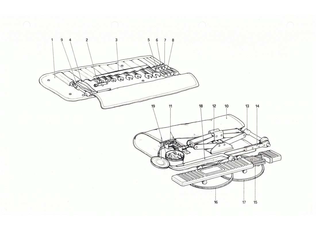 Ferrari 208 GTB GTS Tool - Kit Part Diagram