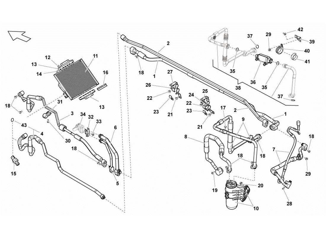 Lamborghini Gallardo STS II SC air conditioning system Parts Diagram