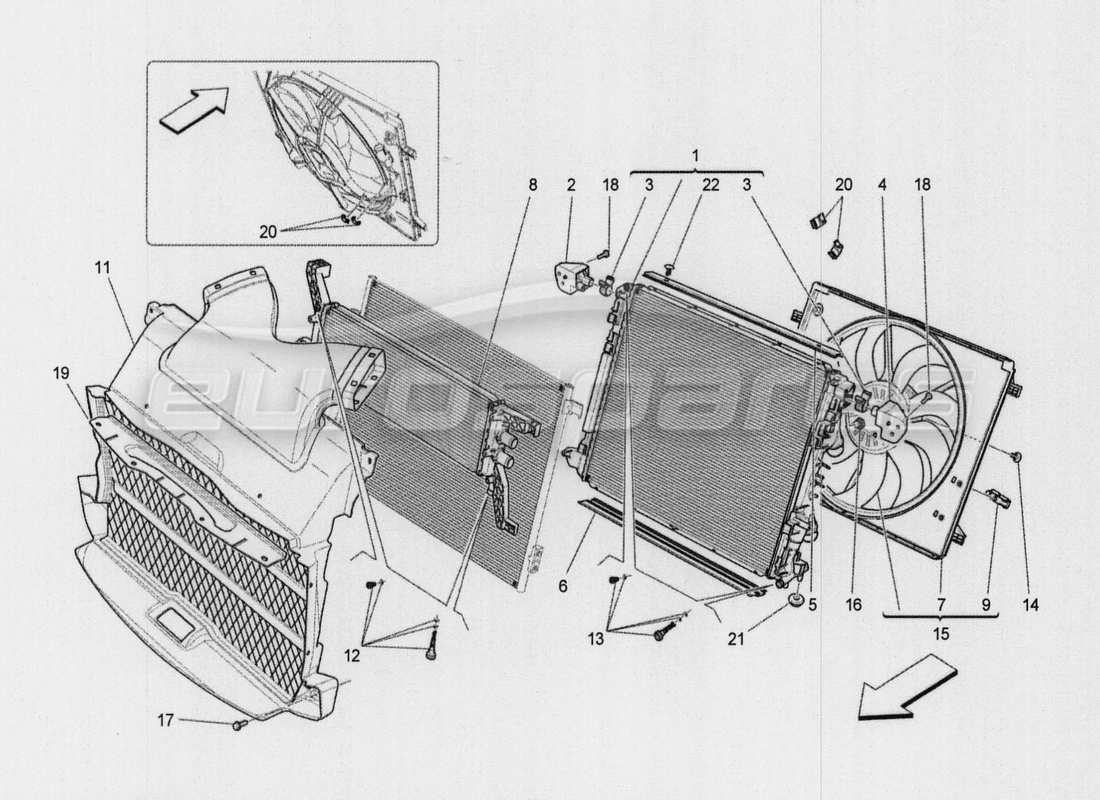 Maserati QTP. V8 3.8 530bhp Auto 2015 Cooling: Air Rads And Ducts Parts Diagram