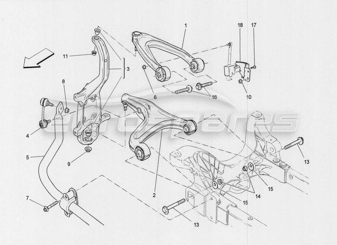 Maserati QTP. V8 3.8 530bhp Auto 2015 Front Suspension Parts Diagram